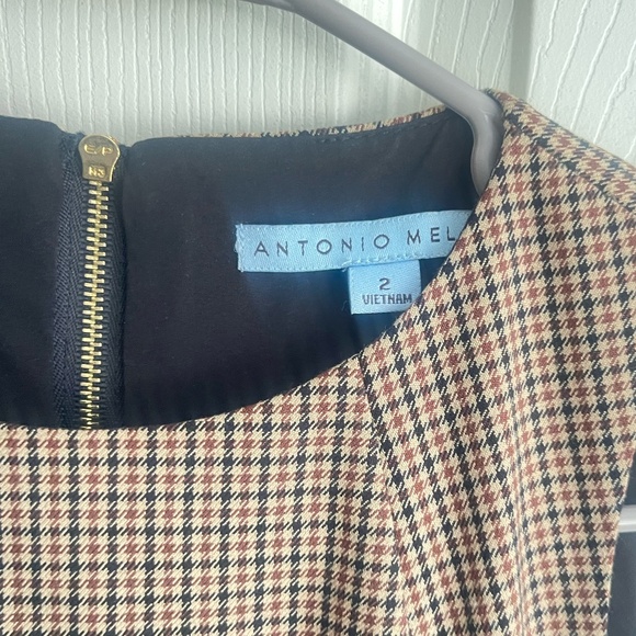 ANTONIO MELANI women's Plaid knee length sheath dress size 2 zip.  #097 - Picture 4 of 14